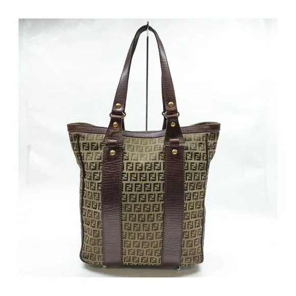 AUTHENTIC Fendi Tote Bag Brown Nylon - Picture 2 of 11